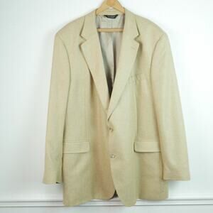 Jos A Bank 100% Silk Blazer 50XL Sport Coat Jacket Beige Two Button Single Vent